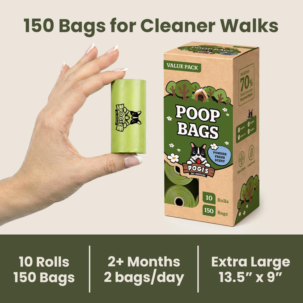 Leak-Proof Extra Thick Dog Poop Bags - Fresh Scent + Pack of 150